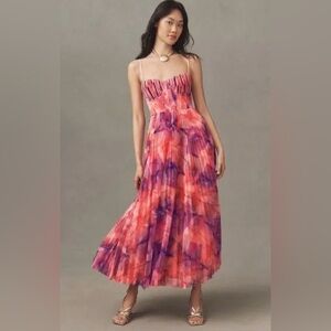 Anthropologie Pink and Purple Maxi Dress